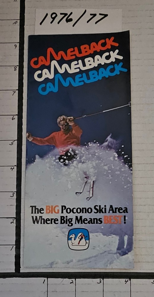 1976/77 CAMELBACK SKI AREA, PA W/ TRAIL MAP INSIDE. MINT
