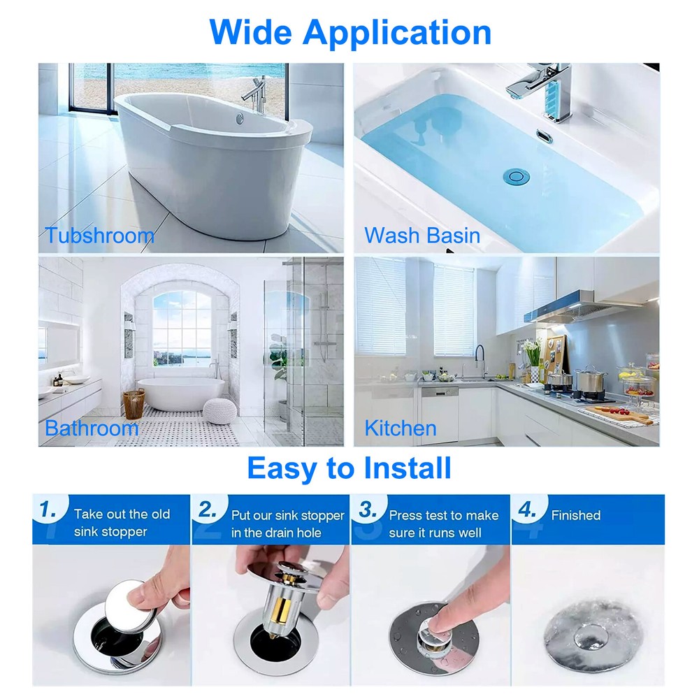 Basin Core Bounce Drain Filter Pop Up Bathroom Sink Plug Water Stopper Universal