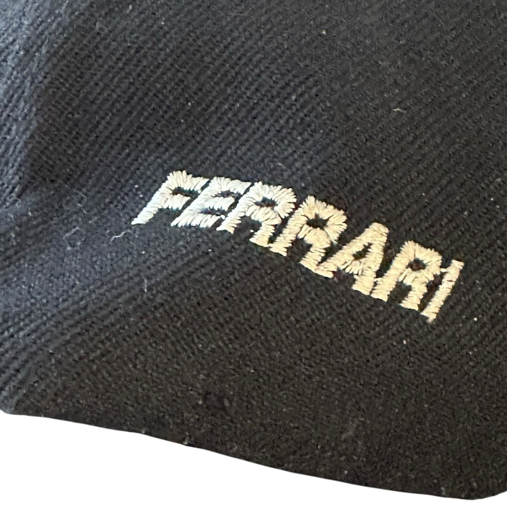 Ferrari Solid Black w Embroidered Logo Adjustable Hat Cap One Size EUC