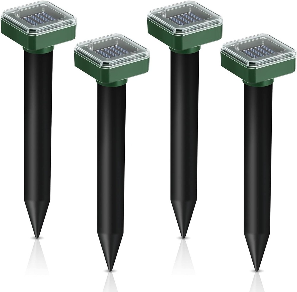 4 Pack Solar Snake Repeller, Ultrasonic Mice Gopher Mole Deterrent for Lawn