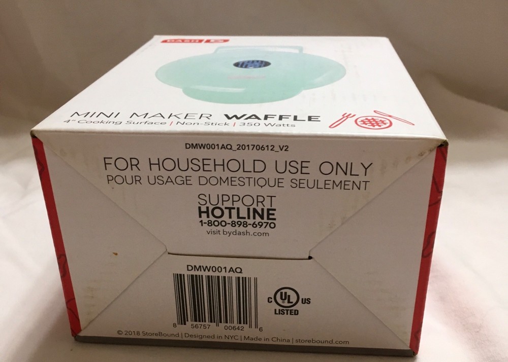 Dash Mini Maker Waffle 4" Cooking Surface Non Stick NEW OPEN BOX DC