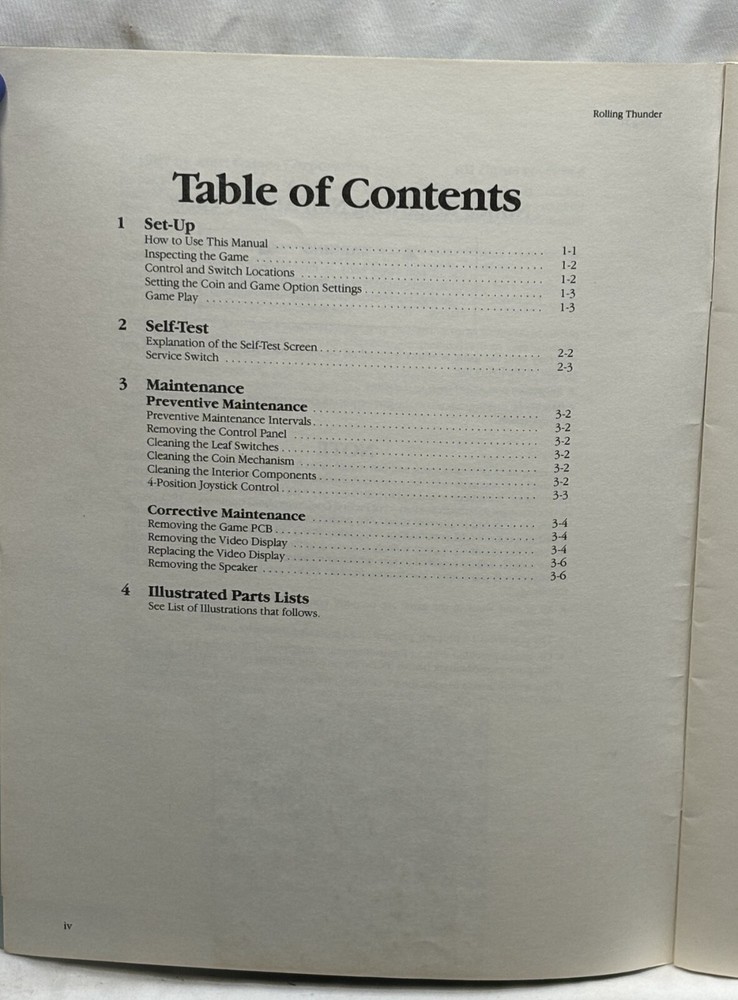 ORIGINAL-ATARI-ROLLING THUNDER-OPERATORS MANUAL