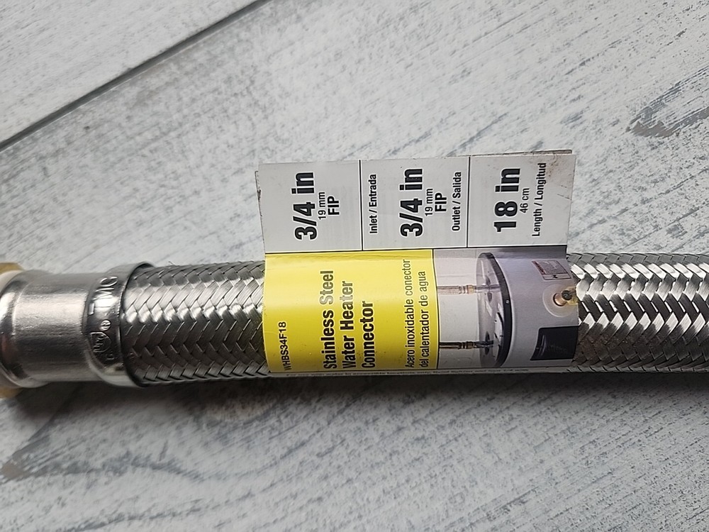 Apollo 18" 3/4- FIP In x 3/4" FIP Out Stainless Steel Water Heater Connector NEW