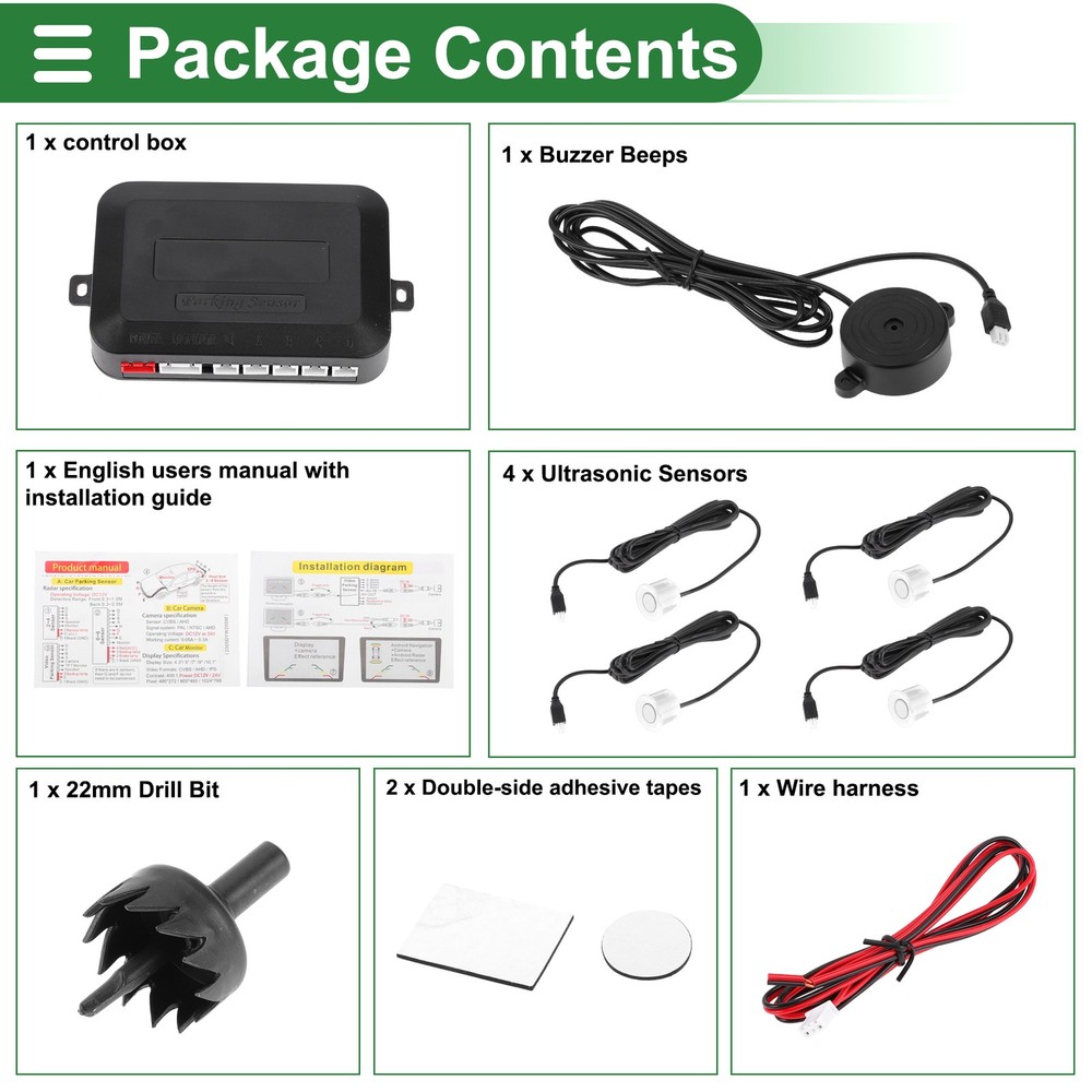 Reverse Backup Radar System Reverse Parking Sensors 4 Pc Parking Sensor