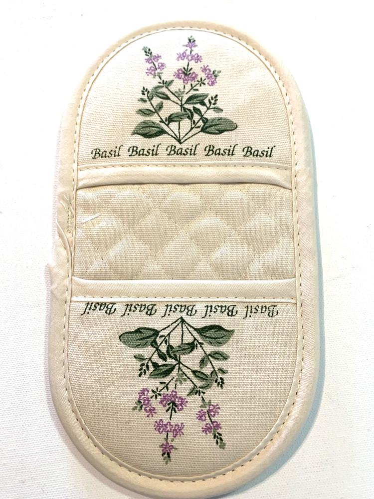 NWT STEVENS LINEN Grabbitz Microwave Potholder Multicolor Basil Patterned USA