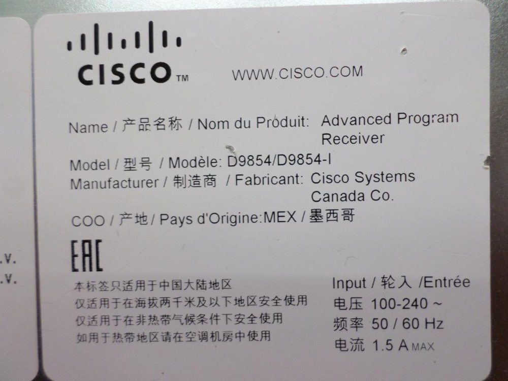 Cisco D9854-i Advanced Program Receiver