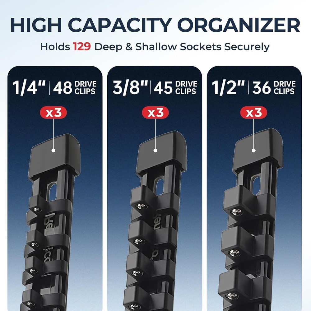 9-Piece Adjustable Socket Storage System for Tool Boxes - ABS Design