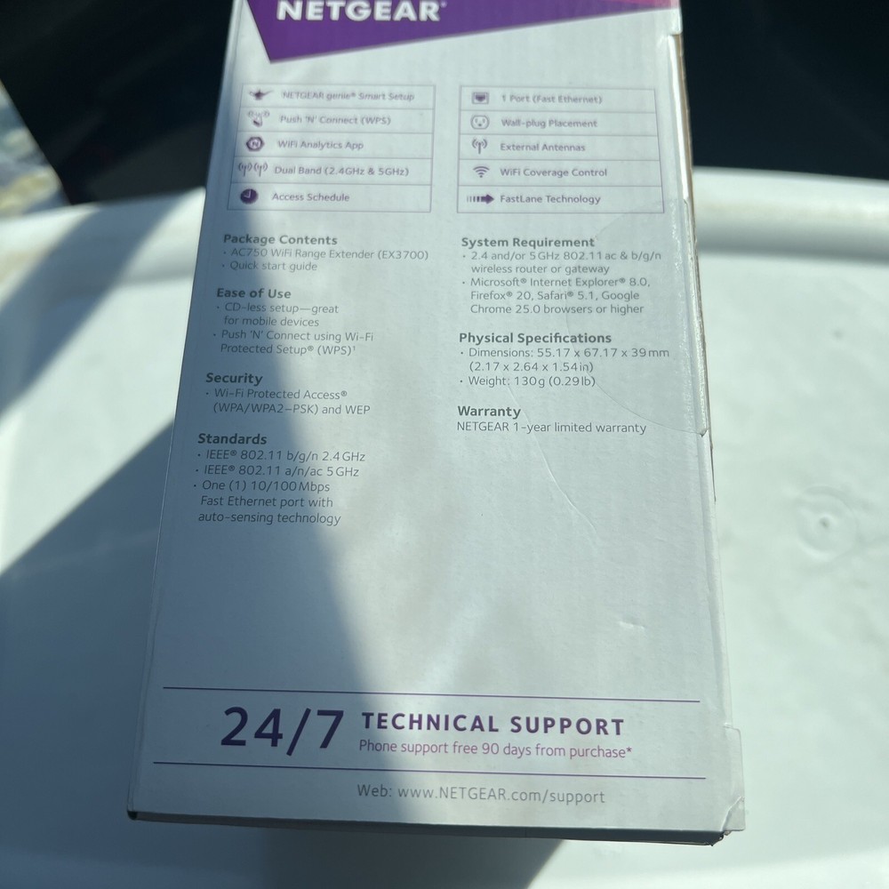 3C NETGEAR AC750 Wi-Fi Range Extender - EX3700-100NAS