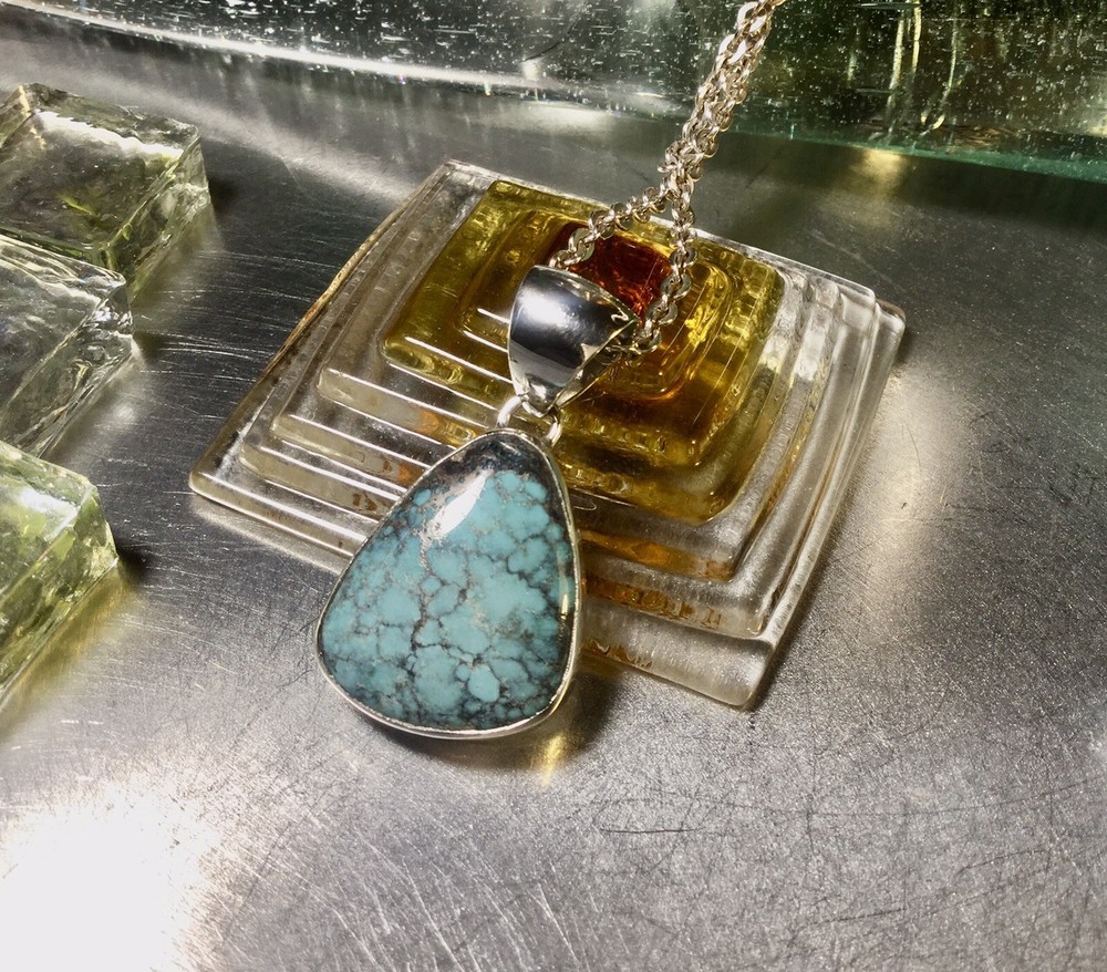 Genuine 925 Sterling Silver Turquoise Gemstone Pendant