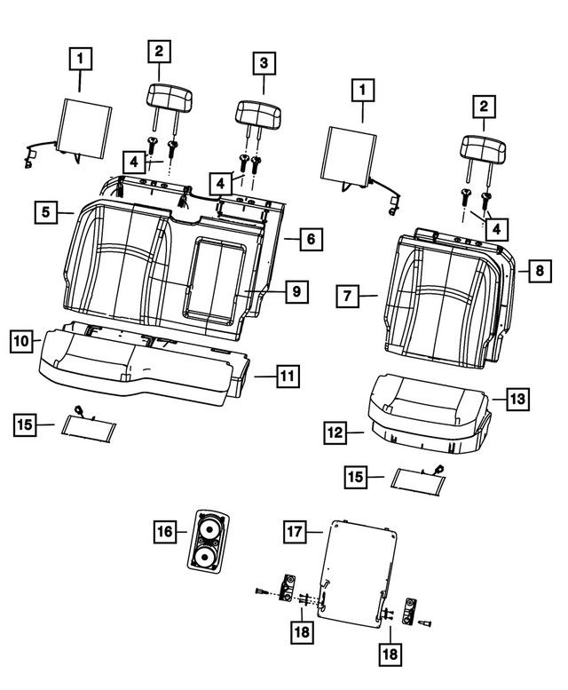 Genuine Mopar Rear Headrest 7GC36TU6AA