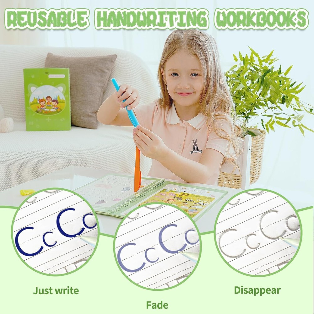 Reusable Grooved Handwriting Workbooks,Magic Copybook,Magic Writing Practice...