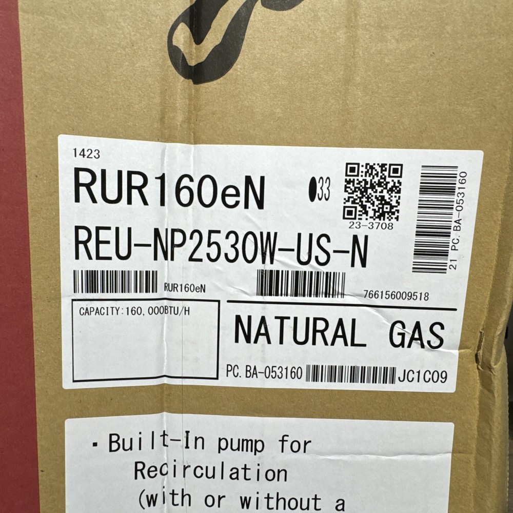 Rinnai RUR160eN Tankless Water Heater 160k BTU Outdoor Natural Gas (B-2 #1816)
