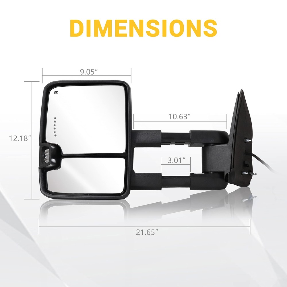 Towing Mirrors Chrome Switchback Lights Compatible with 2003-2007 Chevy Silve...