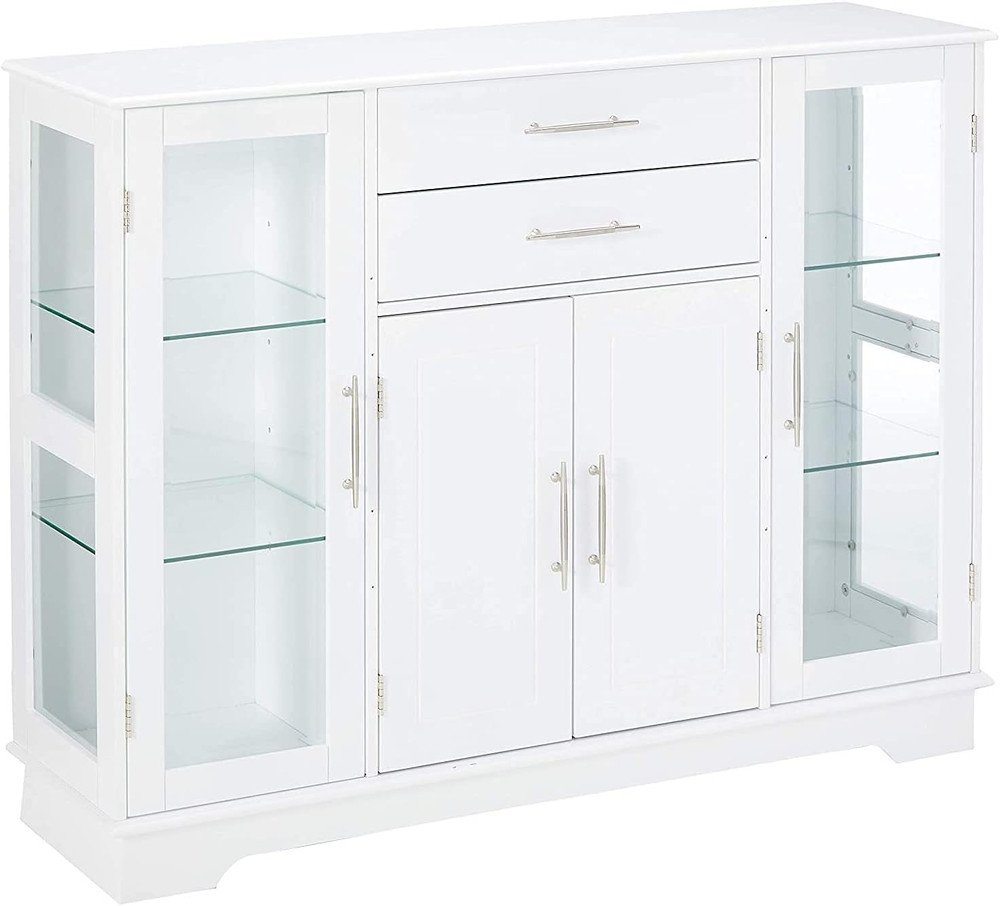 Elegant White Buffet Sideboard with 3 Cabinets & 2 Drawers for Storage