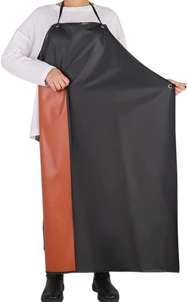 Chemical Resistant Work Cloth - Adjustable Bib Butcher Apron Black-1pack