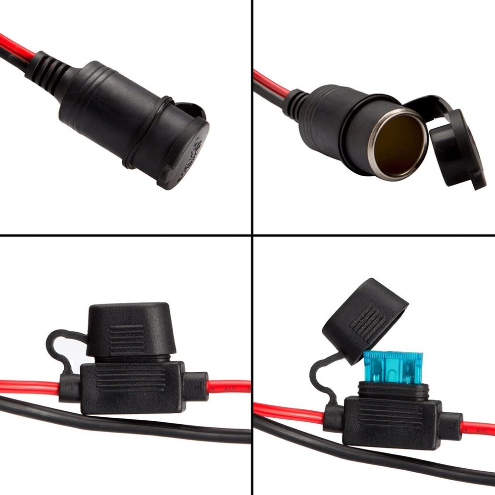 12V-24V Battery Clips Cigarette Lighter Socket Adapter 4M 13ft Cable Extension