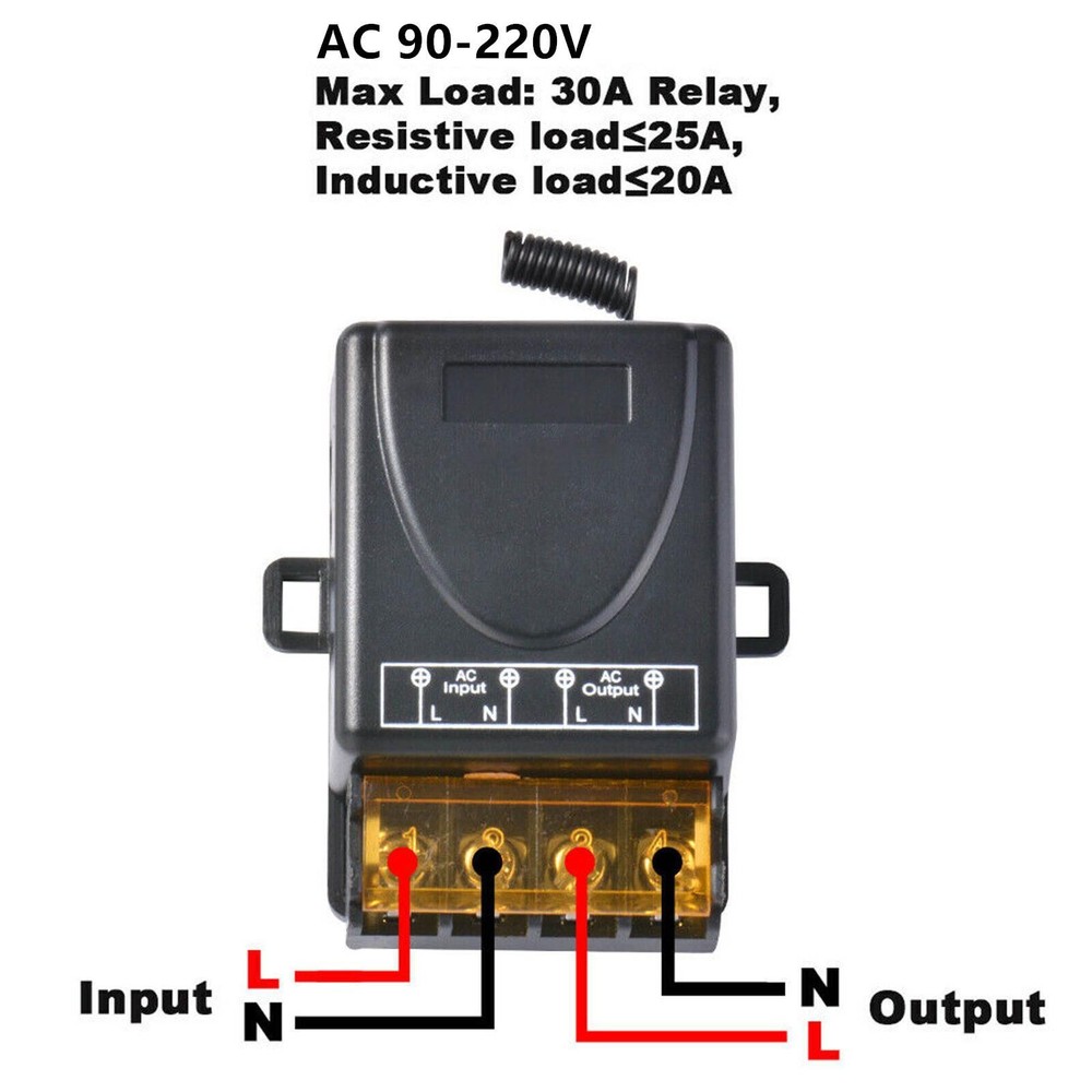 433 MHz Wireless Remote Control Switch AC RF Relay Receiver With Remote Control