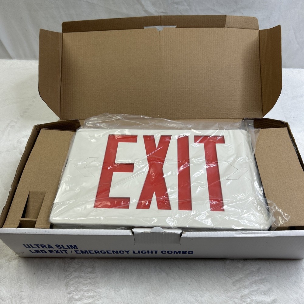 2 Pack LED Exit Sign Emergency Combo Light with Adjustable Two Head Battery UL