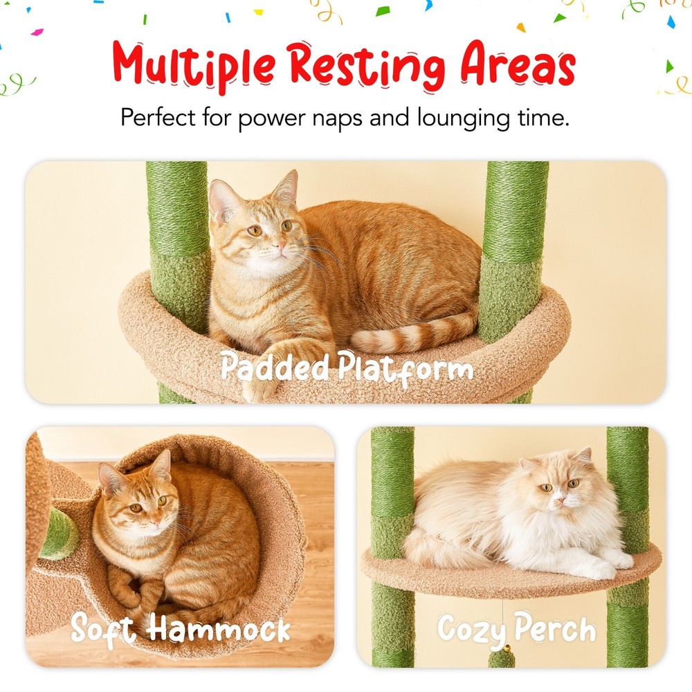 92.1"-101.6" Adjustable Multi-level Cat Tree Tower Activity Center Playing Rest.