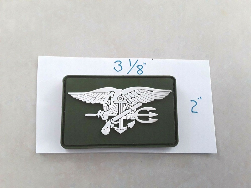 3 pc US Seal team rubberized patches 3-1/8x2" Hook back