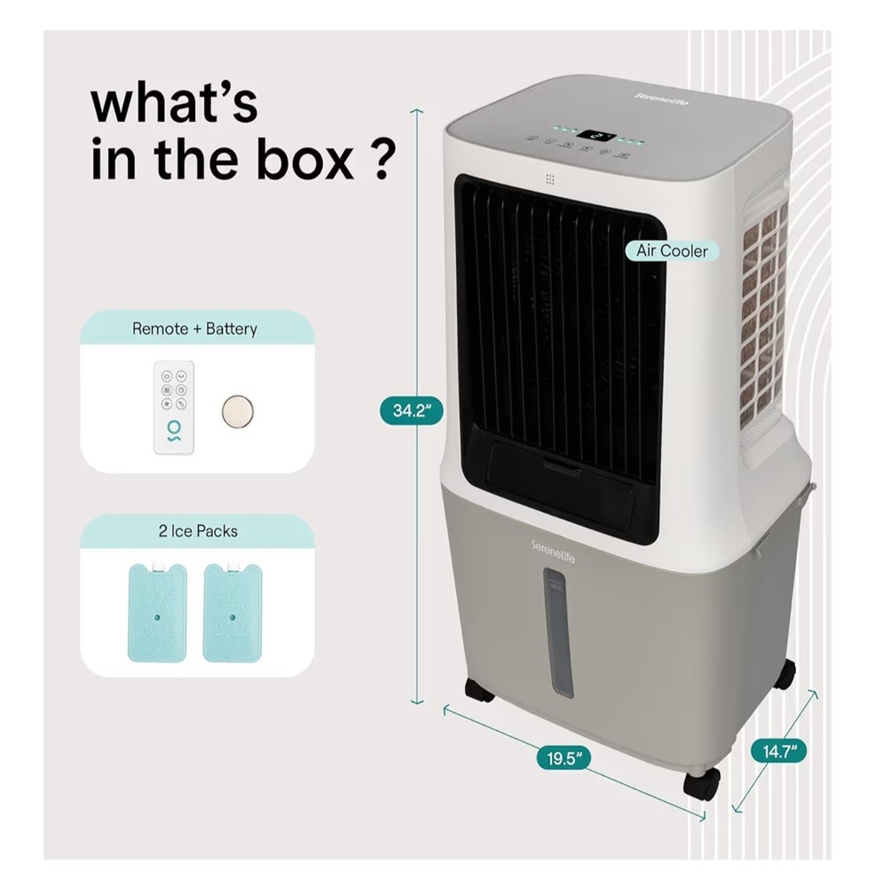 Portable Evaporative Air Cooler 2500 CFM, 8 Gal Tank, WiFi, Fan & Humidifier