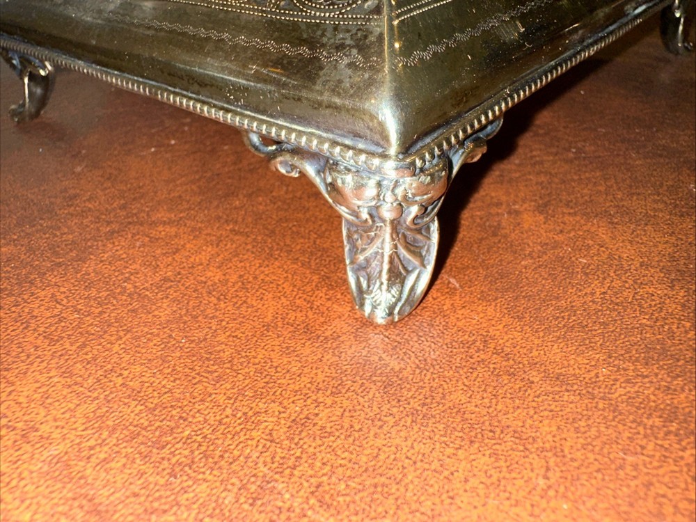 Victorian Silverplate Footed Box Bright Cut