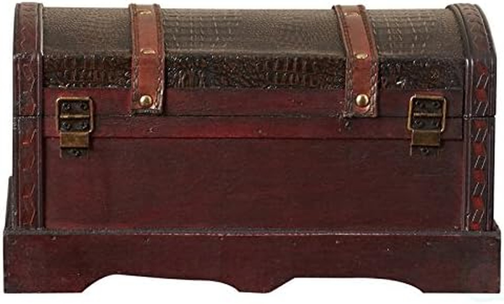 (Tm) Leather Wooden Chest/Trunk