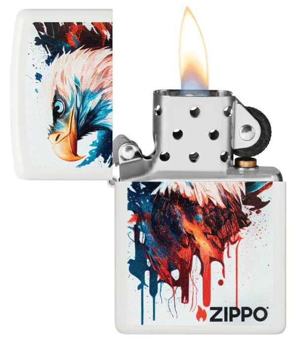 Zippo Painted Eagle Design Color Image White Matte 46692