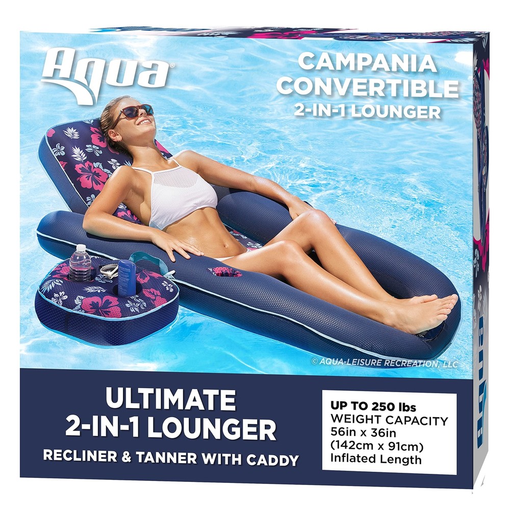 Aqua Oversized Ultimate Pool Lounger, Inflatable Pool Float with UPF 50 Sunsh...