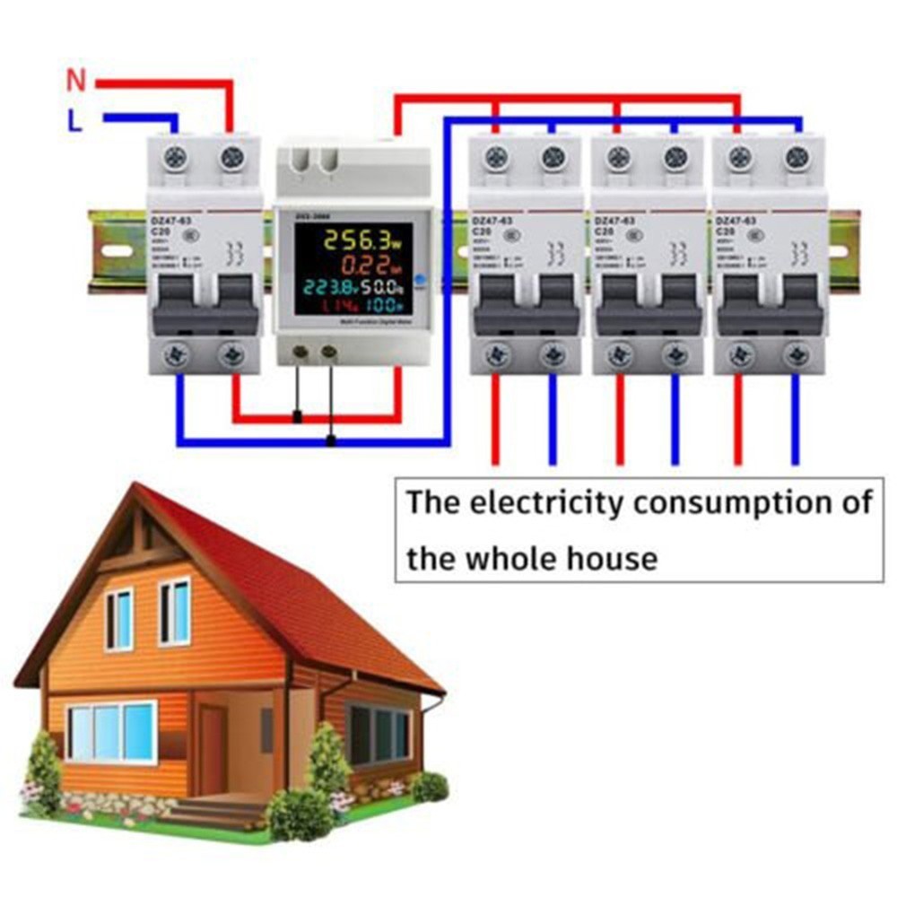 Markets Schools Digital Power Meter Measurement Parameters. AC Power Meter