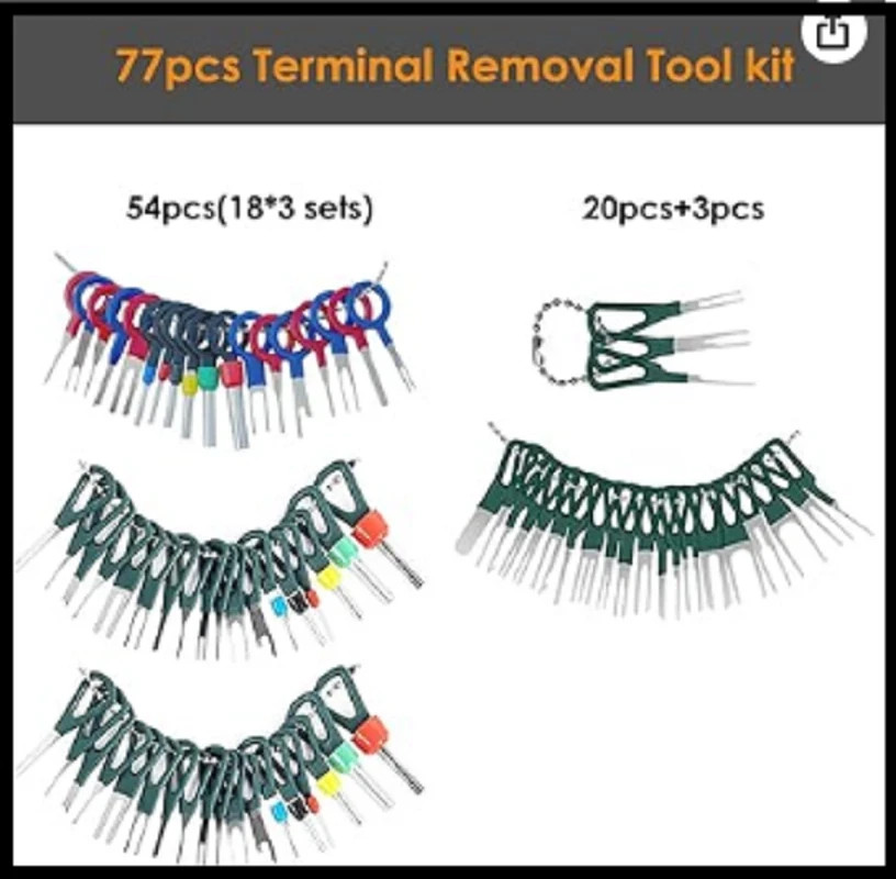 Terminal Removal Tool Kit, 77 Pieces Strong Durable Depinning Tool Electrical