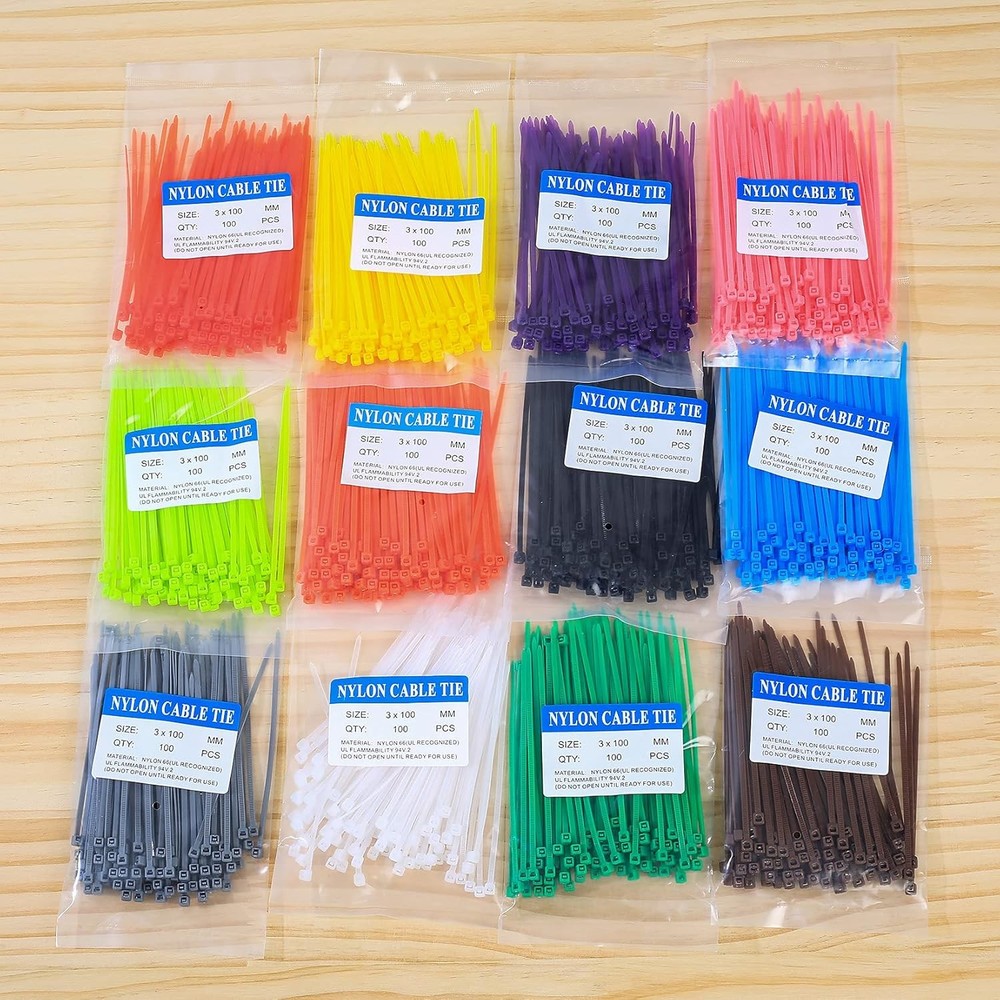 2400 Pcs Mixed Colored Zip Ties 4 Inch Multicolor Self-Locking Cable Zip Ties