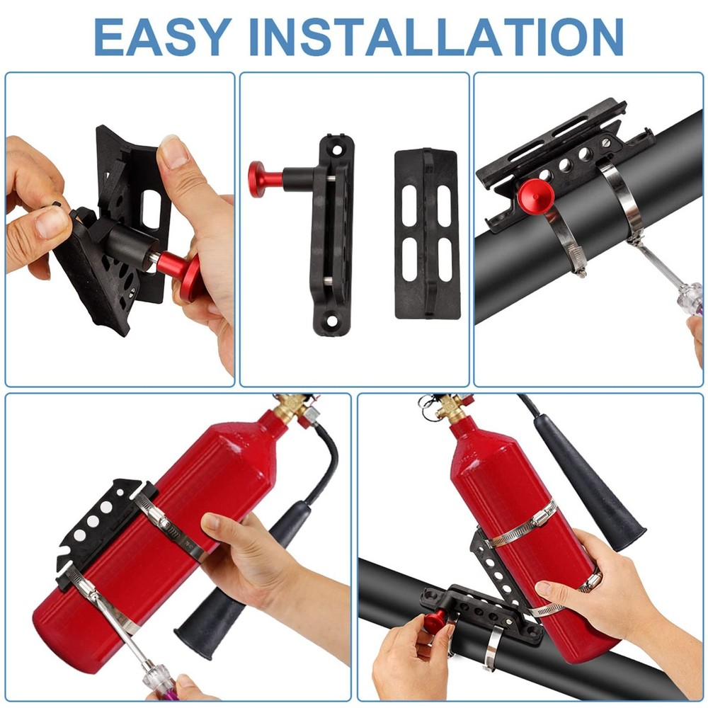 Quick Release Fire Extinguisher Holder Roll Bar Mount Adjustable 4 Clamps