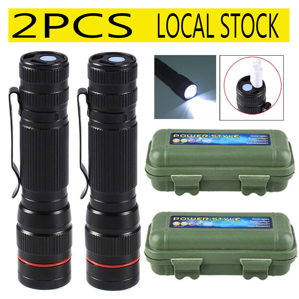 2× 990000LM Rechargeable Small LED Flashlight Mini Light 3-Modes Zoomable Torch