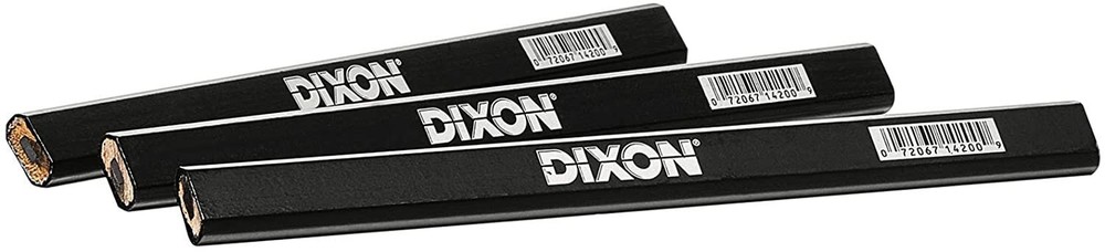 DIXON Industrial Carpenter Pencils, Medium, Black and Silver, 6-Pack, (14206)