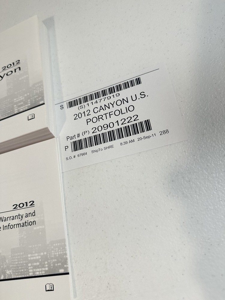 2012 GMC Canyon Owner's Manual Book Set