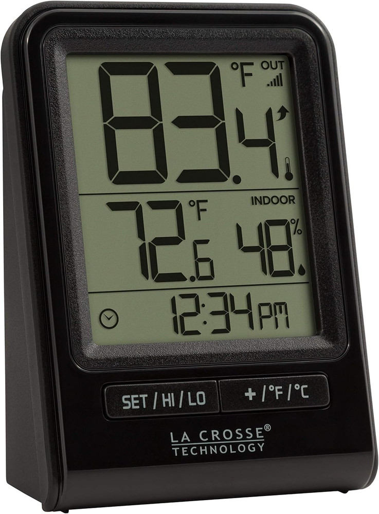 308-1409BT-CBP Wireless Temperature & Humidity Station with Time , Black