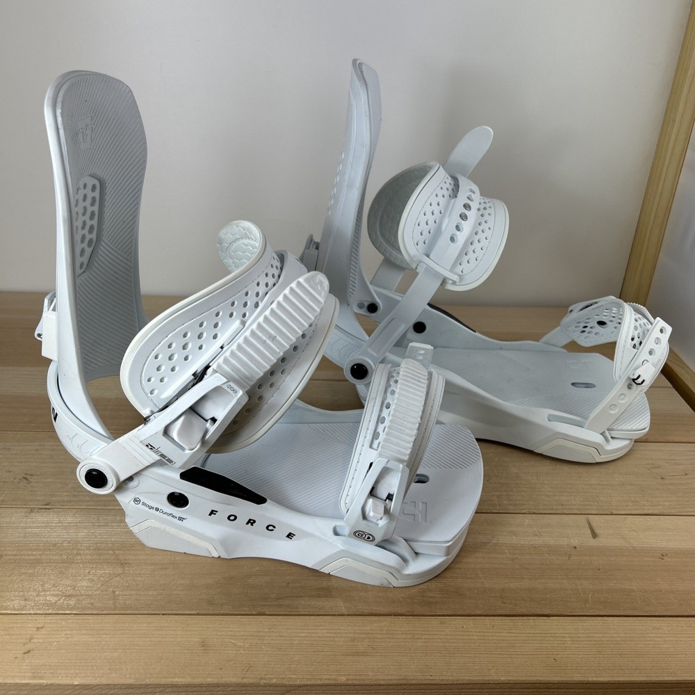 Union Force Snowboard Bindings Used Size M White #EM107