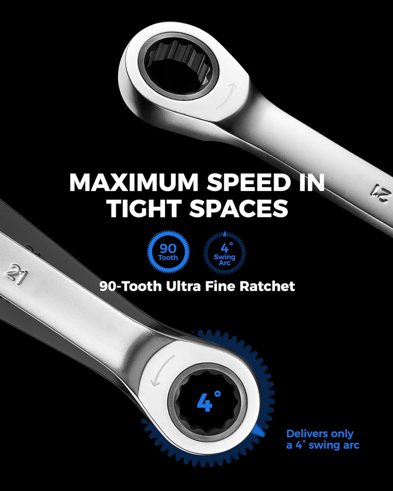 Toolant 10Mm Extra Long Ratcheting Wrench, Offset Head Double Box-End Ratcheting