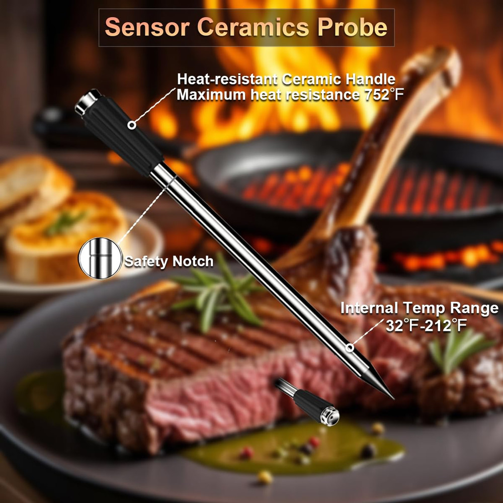 Wireless Meat Thermometer for Grilling and Smoking, 800FT Bluetooth Thermometer