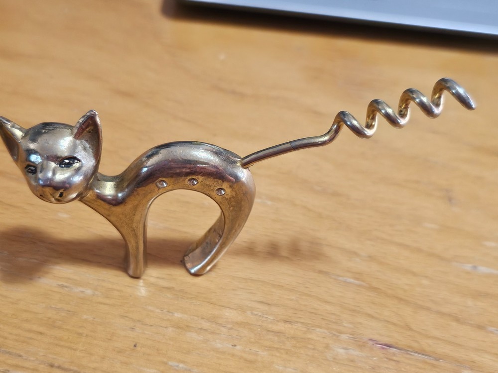 Vintage Cat Corkscrew Tail and Bottle Opener