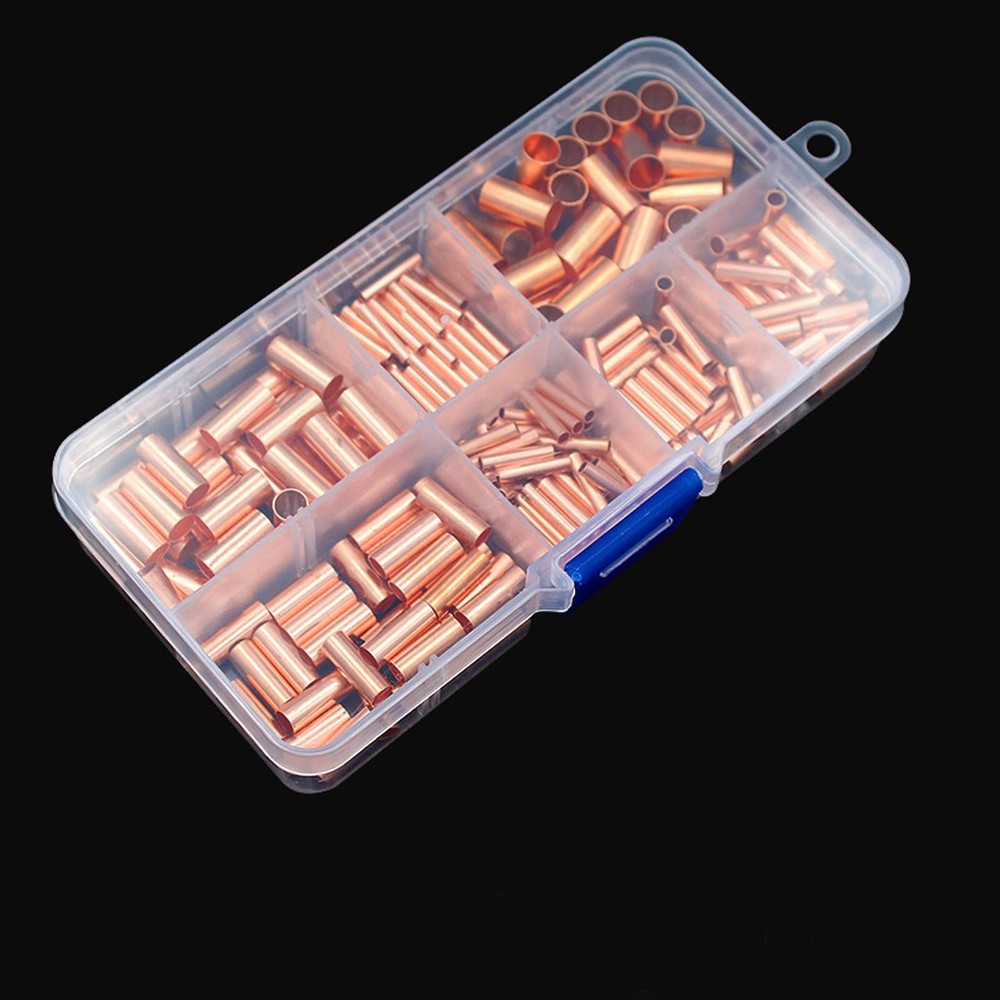 Teansic 250Pcs Wire Ferrules Kit 7 Size Copper Crimp Connector Non