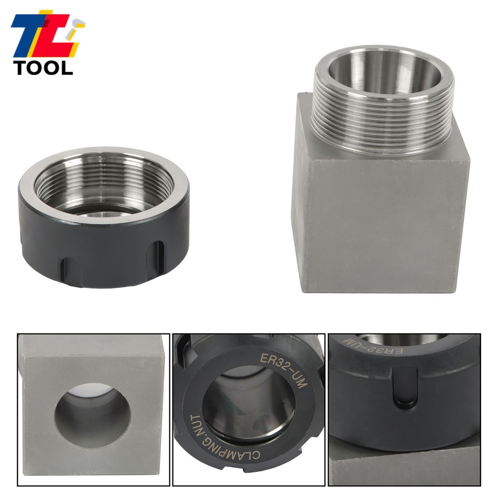 Collet Block Spring ER32 Hex & Square Chuck Holder Set For CNC Milling Machine