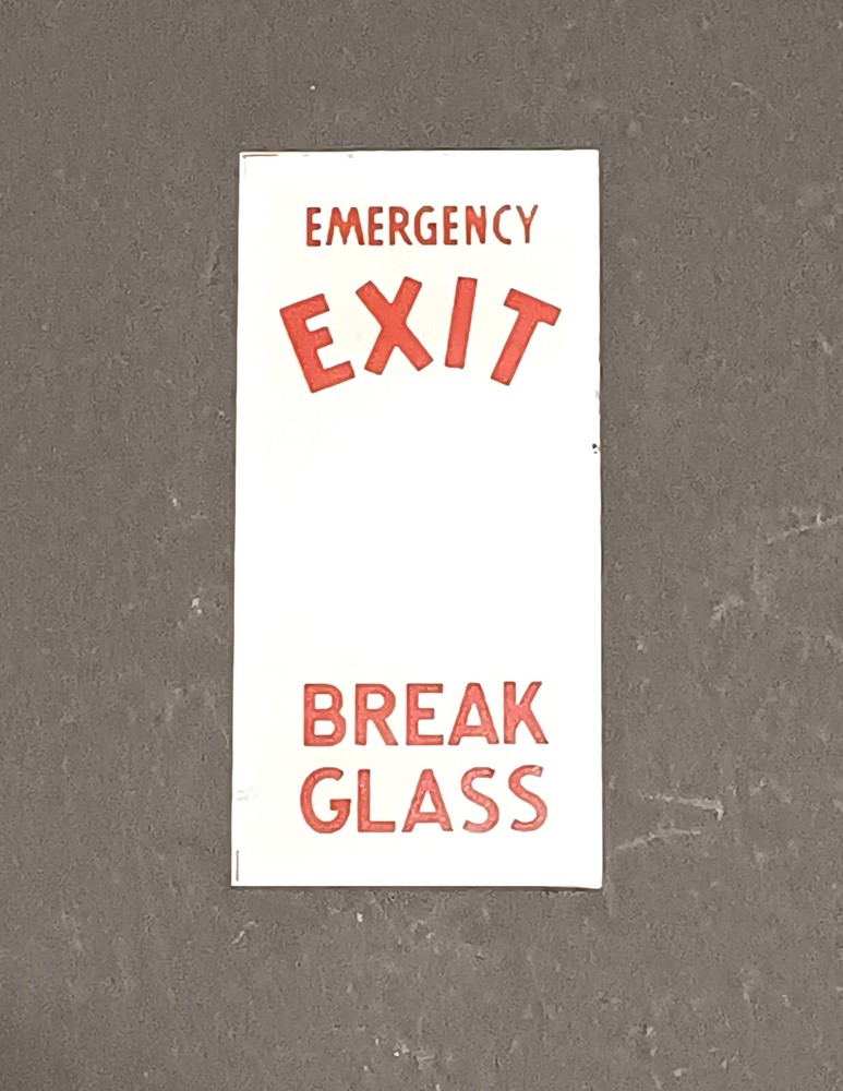 Emergency Exit Break Glass replacement glass vintage NOS