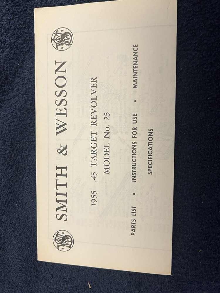 Factory Original Smith & Wesson Model 25 Manual S&W