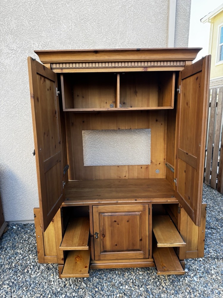 Solid Wood Rustic Armoire Cabinet – Vintage Pine Wardrobe Storage Unit