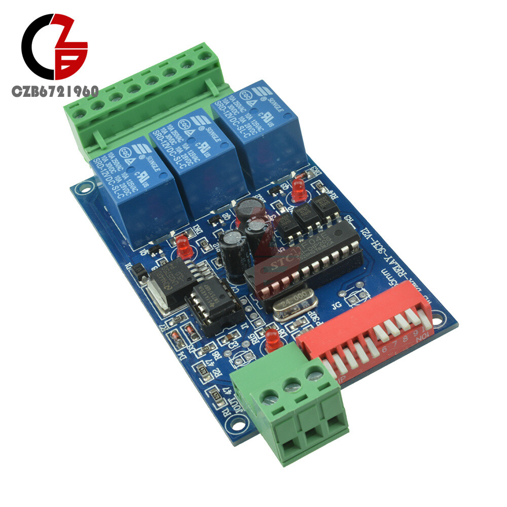 DMX512 Relay Decoder RGB LED Dimmer 3 Channel 12V 5A Relay Switch Controller