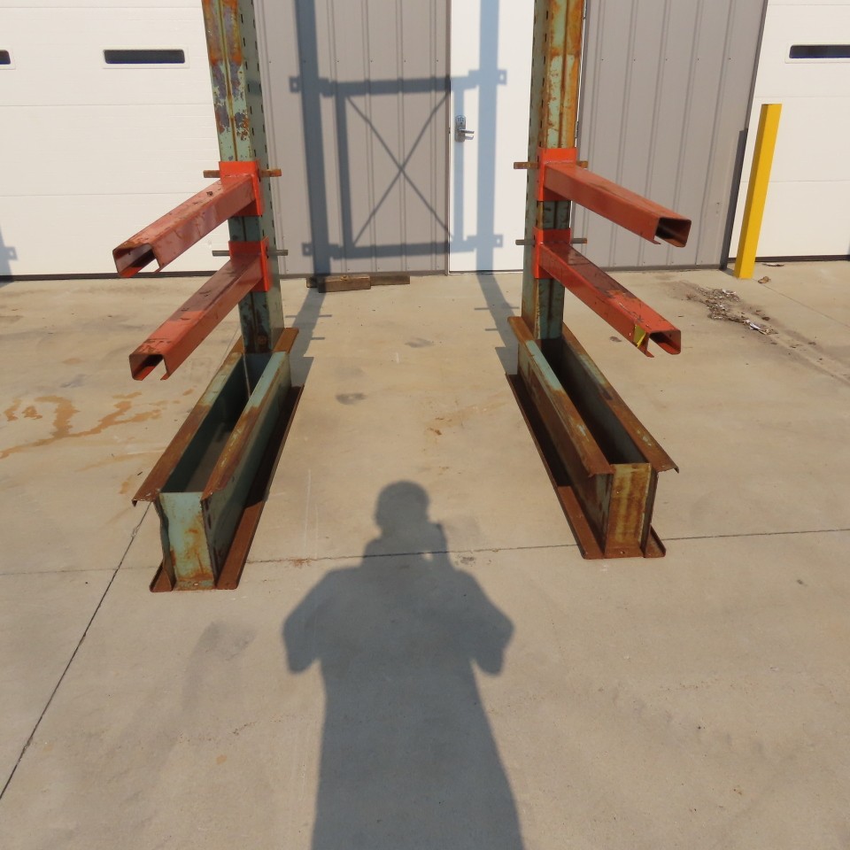 16' Tall Single Sided Cantilever Rack 54" W x 48" Deep 2 Tier