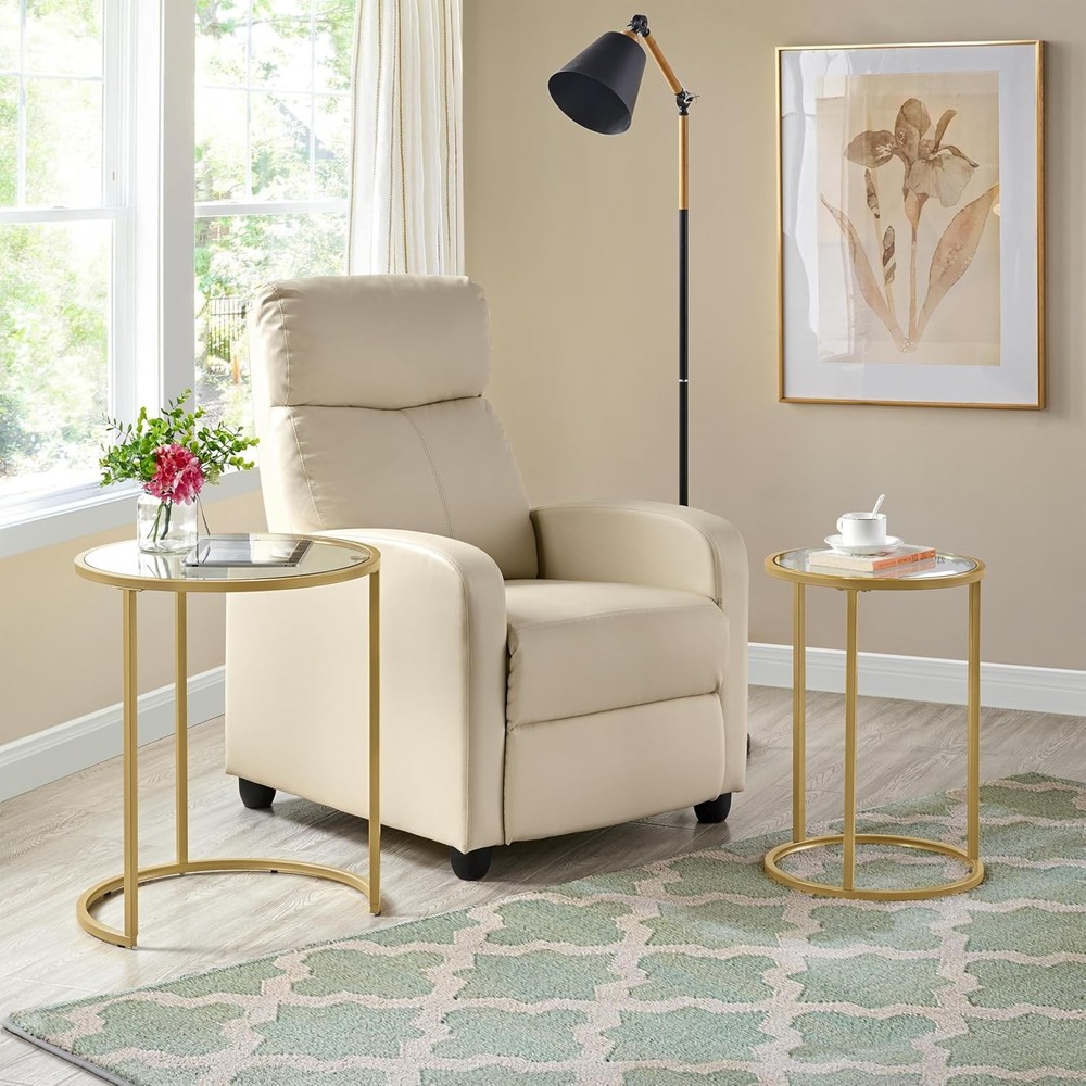 NEW Yaheetech Round Nesting Side Table Stacking Coffee Table, Set of 2 Circula