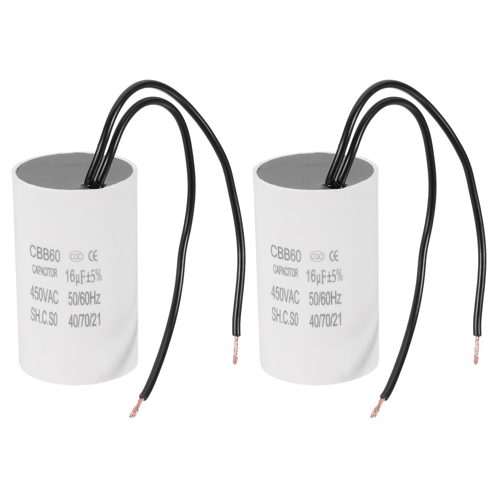16uF CBB60 Running Capacitor, 2 Pcs Run Capacitor,White